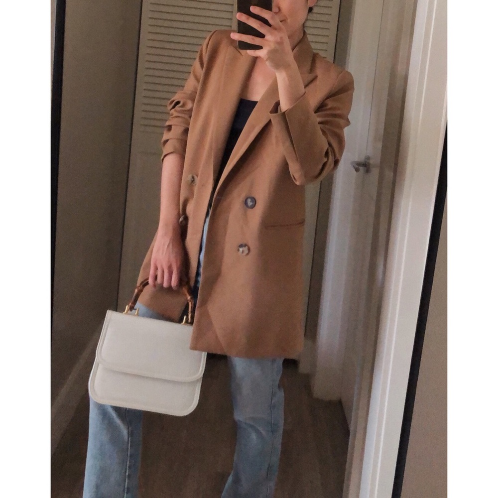 NEW SANDRO Roby Wool Blend Blazer Camel Brown S